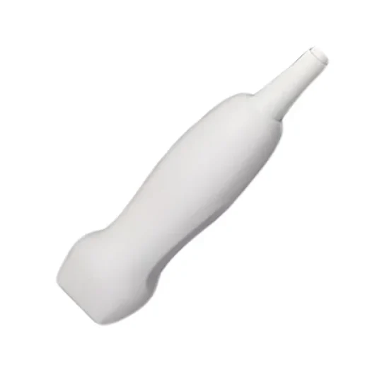 Weiße Phased Array Sonde PA2-9S für präzisen Ultraschall, ergonomisches Handstück mit angeschlossenem Kabel vor neutralem Hintergrund.